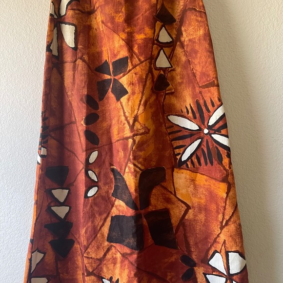 Vintage‎ Floral Maxi Skirt 70s High Waist Boho Mod Brown Orange handmade small - Picture 4 of 5